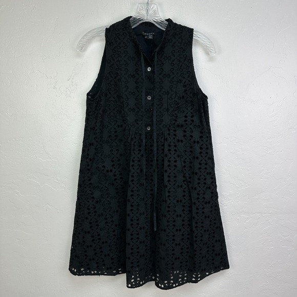 Theory Dresses & Skirts - Theory Dress Womens 2 Black Sleeveless Eyelet A Line Wimsygoth Cottagecore‎